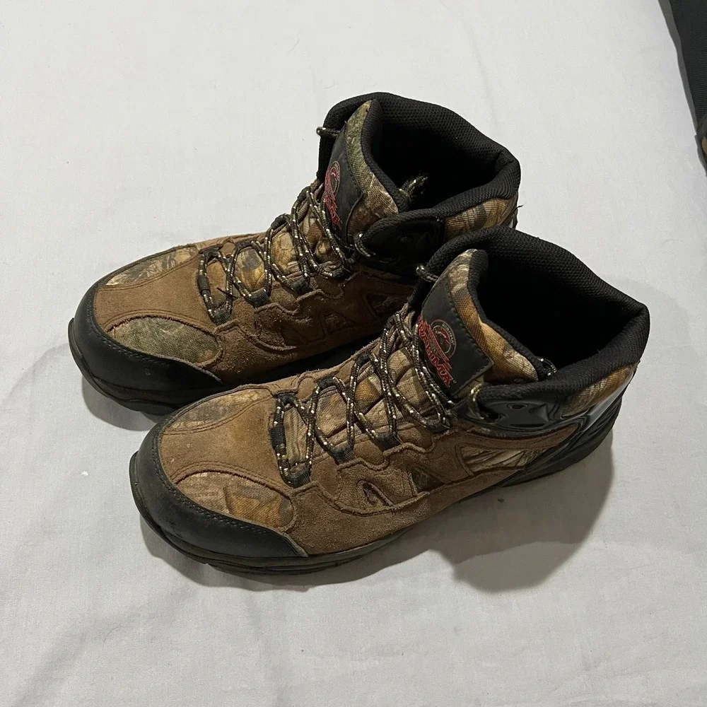 Brahma Mens Camo Leather Buck Steel Toe Rugged Style Work Boots Shoes Size 10.5W